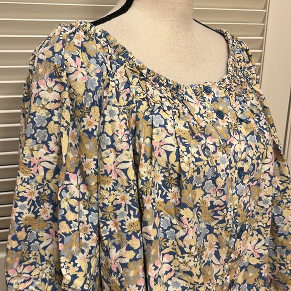 Free People James Smock Top in Light Blue Chambray Combo, Size XLarge, NWT - Picture 8 of 16